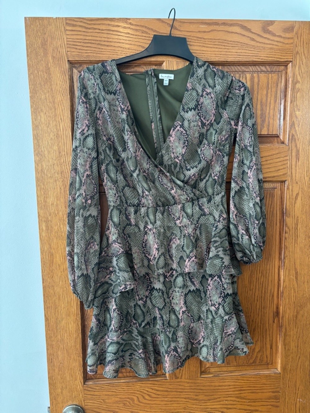 Nordstrom Green and Pink Snake-Print Mini Dress